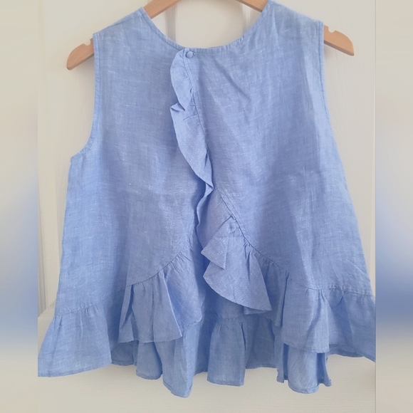 NWT Vineyard Vines Linen Ruffle Top, size S - Picture 2 of 12